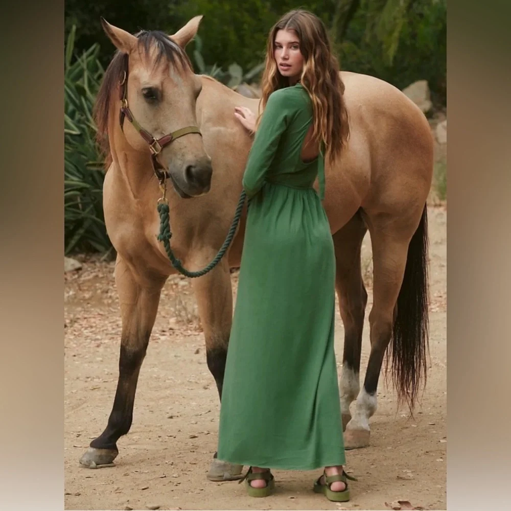 Free people beach Sylvie green Maxi dress - Picture 2 of 3